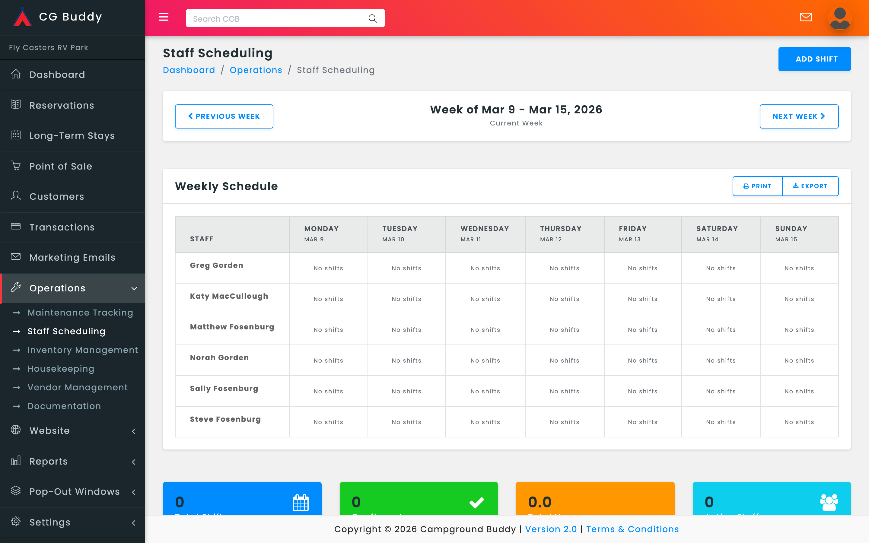 Employee scheduling interface